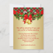 タータンチェックのヒイラギの鐘のクリスマスのパーティの招待状 招待状 (正面)