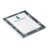 タータンチェックのプレイドクリスマス、海軍とグリーンホリデー ノートパッド (アングル)