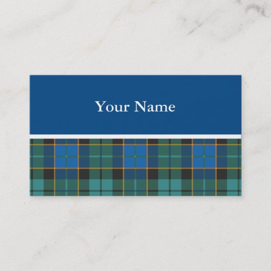 タータンチェックのプレイドパターン伝統的 – 青い緑 名刺 (正面)