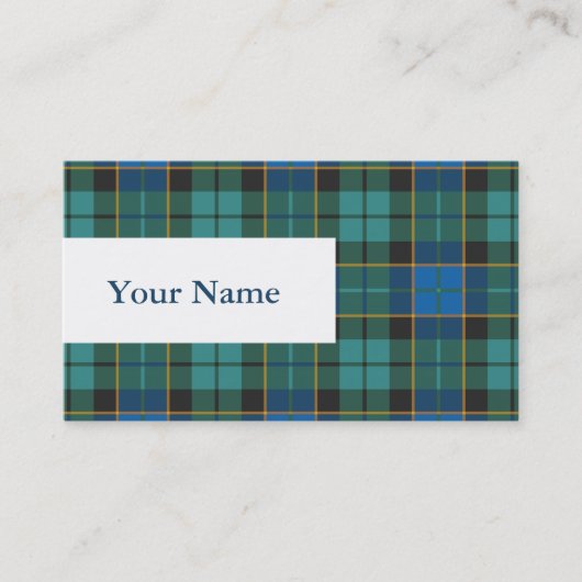 タータンチェックのプレイドパターン伝統的 – 青い緑 名刺 (正面)