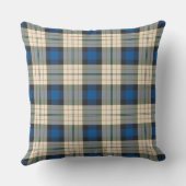 タータンチェックのプレイドパターン伝統的 – 青ベージュ クッション (裏面)