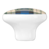 タータンチェックのプレイドパターン伝統的 – 青ベージュ セラミックノブ (側面)