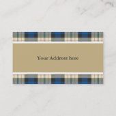 タータンチェックのプレイドパターン伝統的 – 青ベージュ 名刺 (裏面)