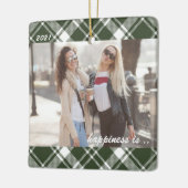 タータンチェックのプレイド幸せは友人としてあなた2 Photo セラミックオーナメント (左)