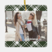 タータンチェックのプレイド幸せは友人としてあなた2 Photo セラミックオーナメント (正面)