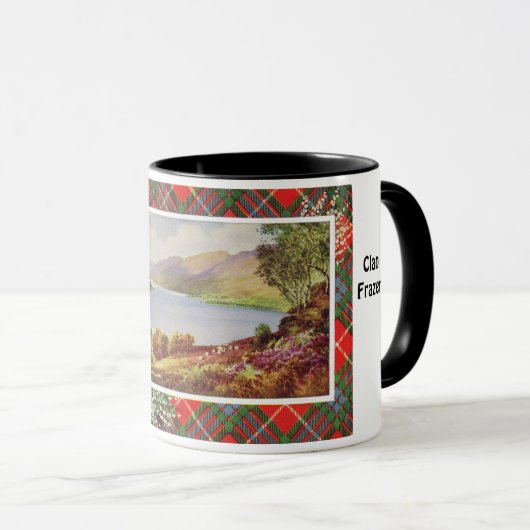 タータンチェックのマグ、一族Fraserの長の湖 マグカップ (正面右)