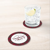 タータンチェックの宝物:レトロクリスマスビベス ラウンドペーパーコースター (インサイチュ)