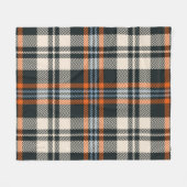 タータンチェックの格子柄の秋黒、橙、青 フリースブランケット (正面(横))