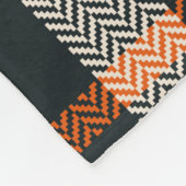 タータンチェックの格子柄の秋黒、橙、青 フリースブランケット (角)