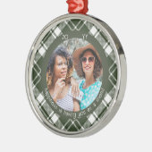 タータンチェックの格子模様の写真Happeness is You as Friend メタルオーナメント (左)