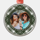 タータンチェックの格子模様の写真Happeness is You as Friend メタルオーナメント (正面)