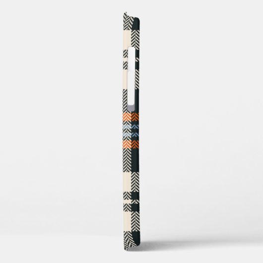 タータンチェックの格子模様の秋の黒、オレンジ、青 Case-Mate iPhoneケース (裏面 / 左)