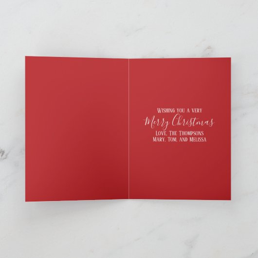 タータンチェックの格子模様の赤いクリスマスフォトカード1枚の写真 シーズンカード (内部)