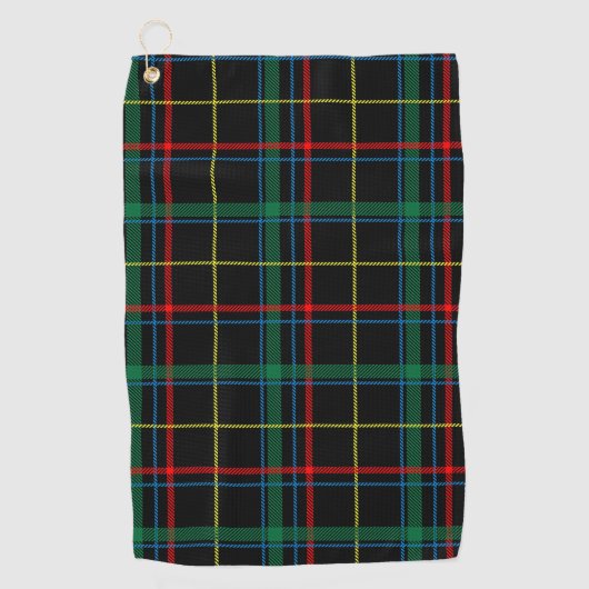タータンチェックの格子模様は緑と赤で ゴルフタオル (正面)
