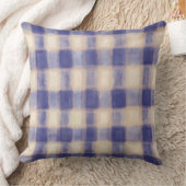 タータンチェックの格子模様ギンガムネイビーブルーベージュファームハウス クッション (ブランケット)
