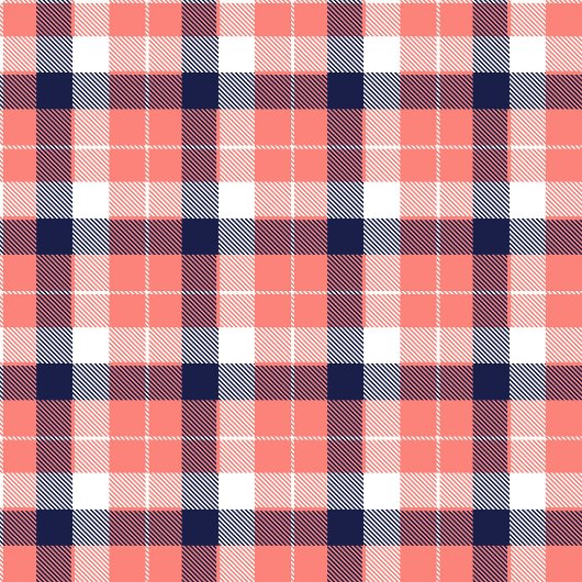 タータンチェックの格子毛布コーラルとネイビーヒュース フリースブランケット