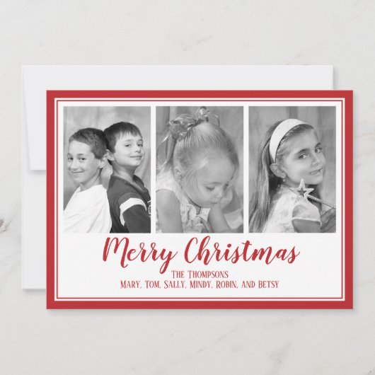 タータンチェックのPlaid数々の写真クリスマスフォトカード シーズンカード (正面)