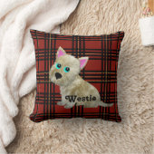 タータンチェックのWestieの枕 クッション (ブランケット)