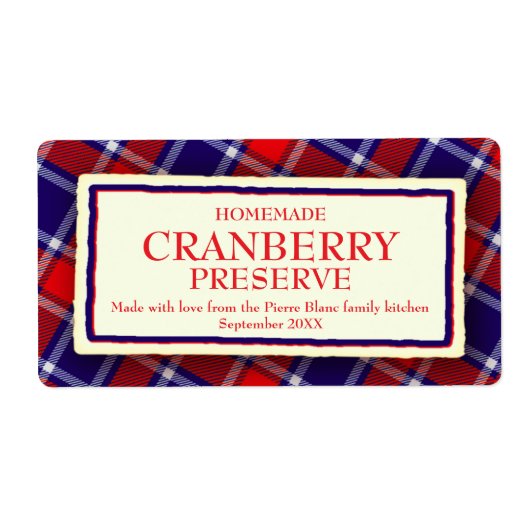 タータンチェックを保存ジャム食品ラベルを追加詳細 ラベル (正面)