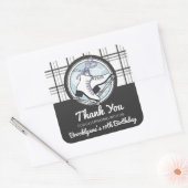 タータンチェックアイススケートで滑る子供の誕生日パーティーの好意 スクエアシール (封筒)