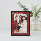 タータンチェックエレガントスタイルメリークリスマスファミリーフォト ポストカード (スタンド正面)