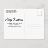 タータンチェックエレガントスタイルメリークリスマスファミリーフォト ポストカード (裏面)