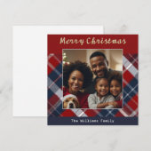 タータンチェックカスタムフォトフェスティバルウィンターメリークリスマス シーズンカード (正面/裏面)