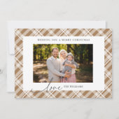 タータンチェッククラシックののプレイド2枚の写真クリスマス シーズンカード (正面)