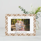 タータンチェッククラシックののプレイド2枚の写真クリスマス シーズンカード (スタンド正面)