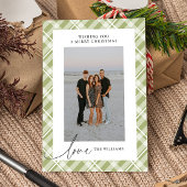タータンチェッククラシックグリーンプレイドラブクリスマスフォト シーズンカード