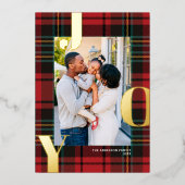 タータンチェッククラシックジョイホリデーフォトカードフォイル 箔シーズンカード (正面)