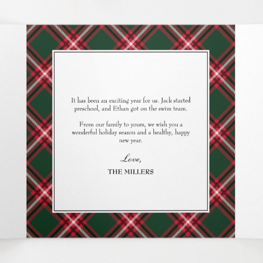 タータンチェッククラシックプレイドクリスマストリフォートカード 三つ折りクリスマスカード (内部中)