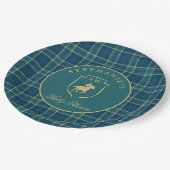 タータンチェッククラシックプレイドポロエクエストランベビーシャワー ペーパープレート (アングル)