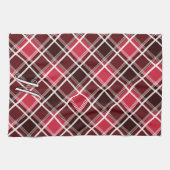 タータンチェッククラシックプレイドレッドブラックモノグラムカスタム キッチンタオル (横)
