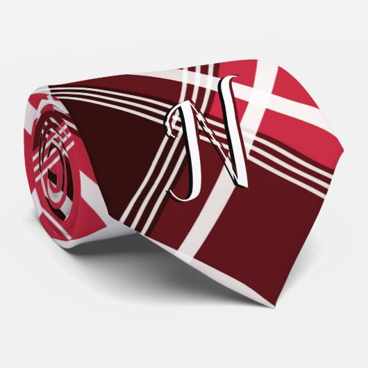 タータンチェッククラシックプレイドレッドブラックモノグラムカスタム ネクタイ (ロール)