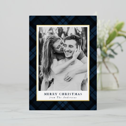 タータンチェッククラシック写真 箔シーズンカード (立ち正面)