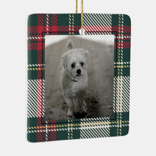 タータンチェッククラシック格子模様クリスマスフォトタイムレスセラ セラミックオーナメント (右)