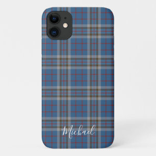タータンチェッククラントンプソンプレイドブルーグレイパーソナライズされた iPhone 11 ケース