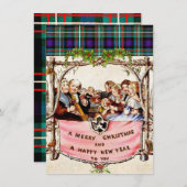 タータンチェッククリスマスカード又は招待状 (正面/裏面)