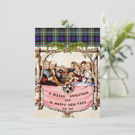 タータンチェッククリスマスカード又は招待状 (スタンド正面)