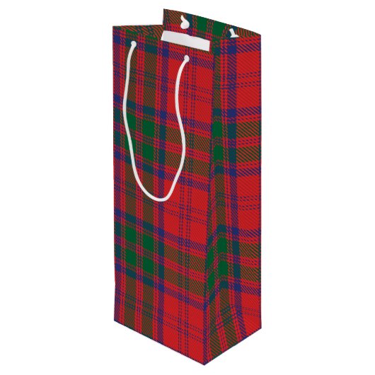 タータンチェッククリスマスクラングラントレッドチェックホリデイ ワインギフトバッグ (裏面アングル)