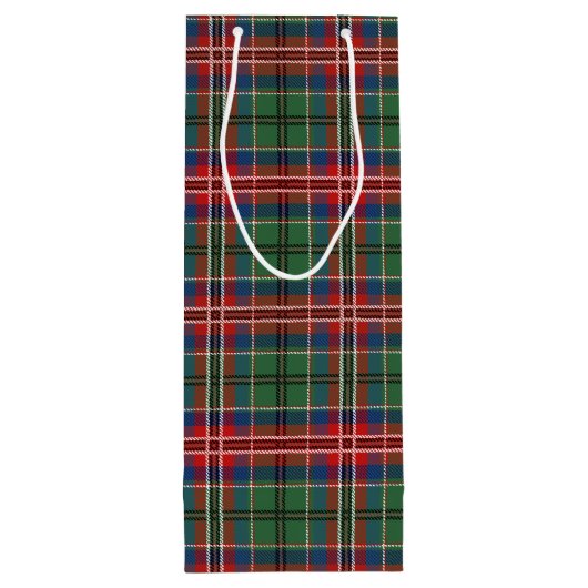 タータンチェッククリスマスクランマカロチグリーンチェックプレイド ワインギフトバッグ (裏面)