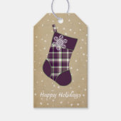 タータンチェッククリスマスストッキングナスとグリーンID209 ギフトタグ (正面)