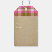 タータンチェッククリスマスストッキングホットピンクとオリーブID209 ギフトタグ (裏面)