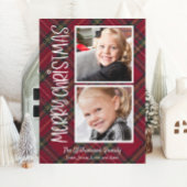 タータンチェッククリスマスプレッドフォトカード2枚 招待状