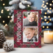 タータンチェッククリスマスプレッドフォトカード2枚 招待状