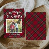 タータンチェッククリスマスプレッドフォトカード 招待状