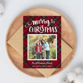 タータンチェッククリスマスプレッドフォトカード 招待状