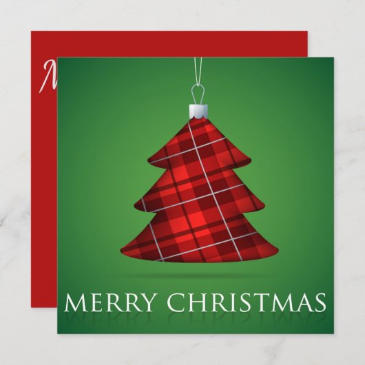 タータンチェッククリスマスボーブル 招待状 (正面/裏面)