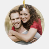 タータンチェックケルト十字クリスマスクリスマス写真テンプレート セラミックオーナメント (裏面)